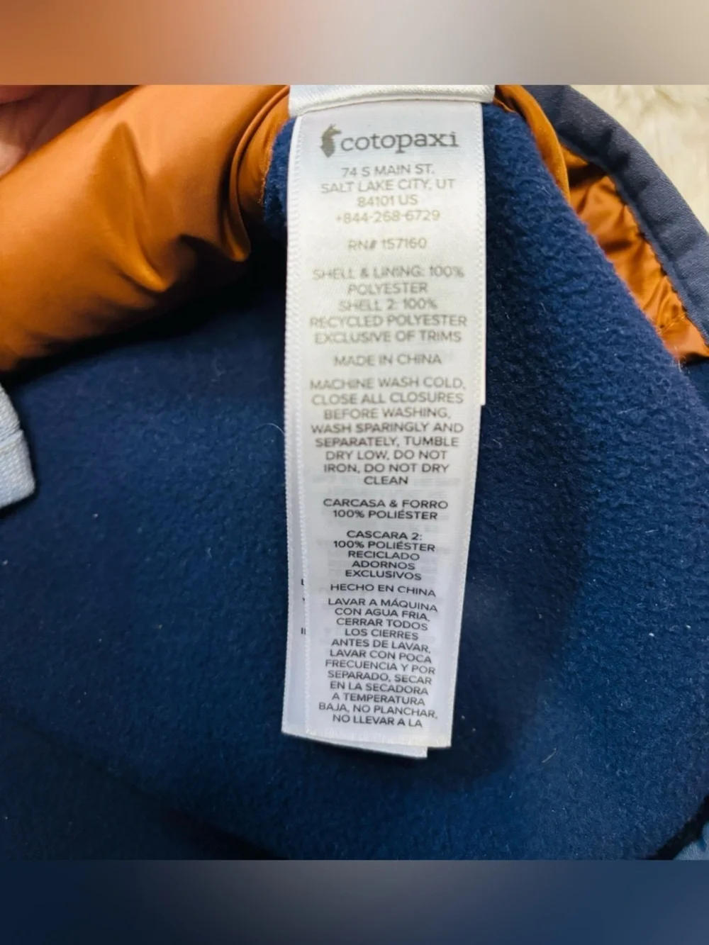 cotopaxi Men’s Orange Blue Puffer Trico Hybrid Vest w/ Chest Pocket Size: Medium